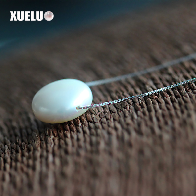 925 Sterling Silver Coin Shape Pearl Necklace（XL120011)