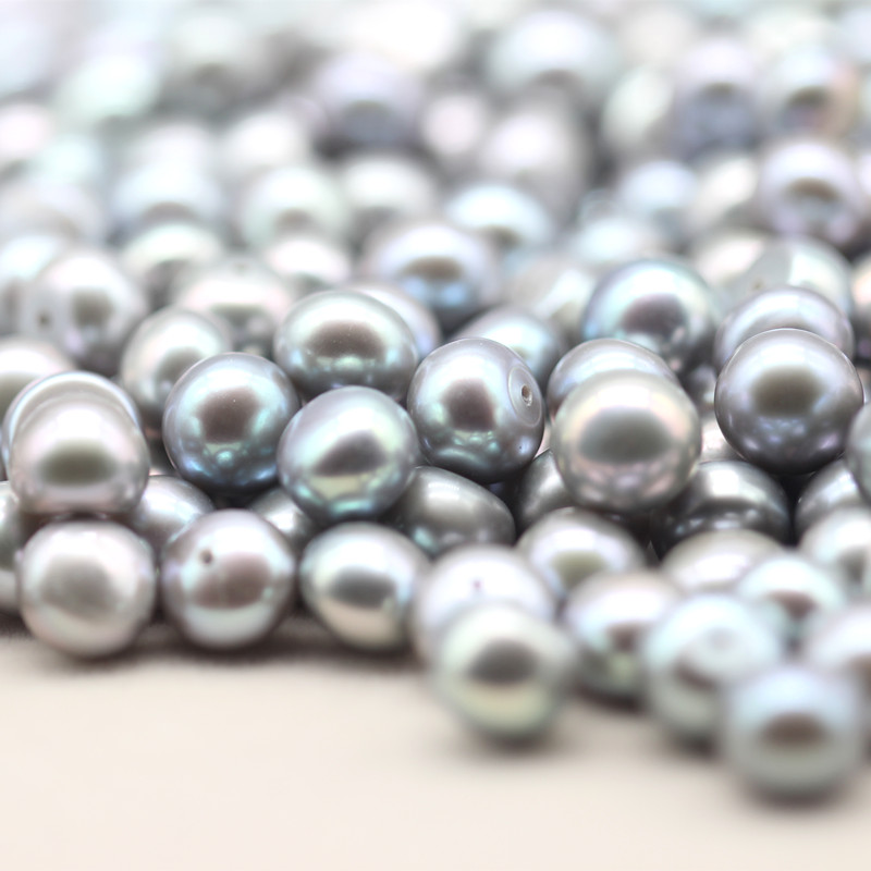 Button Shape Light Grey Freshwater Loose Pearls (XL110059)