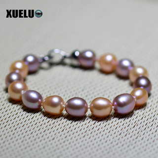 8-9mm Oval Natural Cultured Freshwater Pearl Bracelet Wholesale(XL150003)