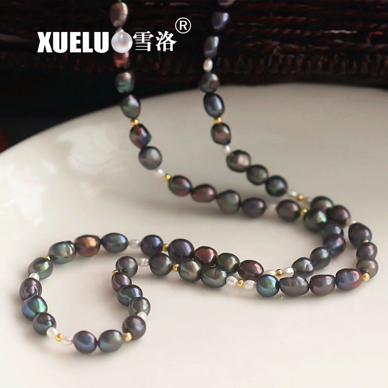 Longest Black Fashion Freshwater Pearl Necklace(XL120035)