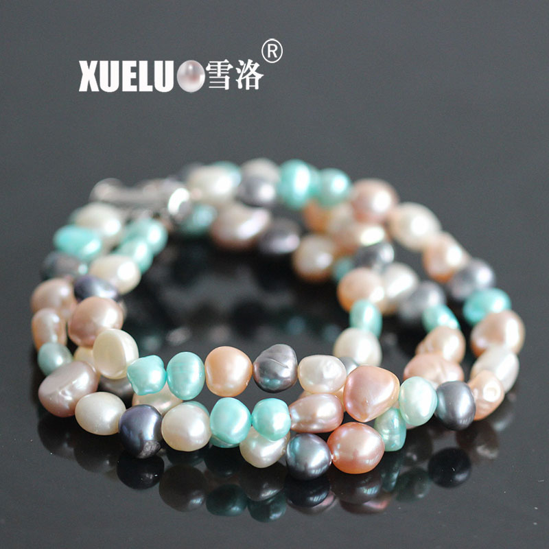 3 Strands Multicolor Baroque Chinese Cultured Freshwater Pearl Bracelet (XL150062)