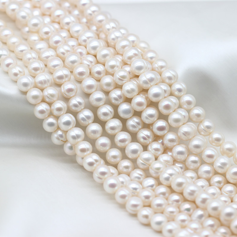 8-9mm Cheap Ringed Cultured Natural Freshwater Pearls Strings (XL180021)