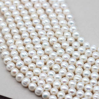 9-10mm Cheap Ringed Round Cultured Freshwater Pearl Strings (XL180022)