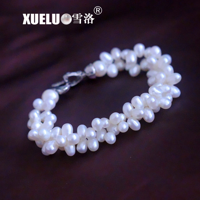 Fashion Double Strands Real Cultured Fresh Water Pearl Bracelet Jewelry(XL150128)