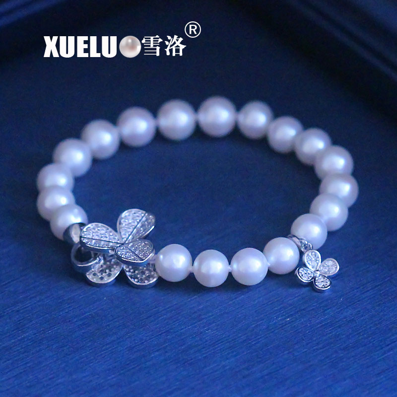 Fashion Pearl Jewelry Gorgeous Round Genuine Natural Cultured Freshwater Pearl Bracelet(XL150123)
