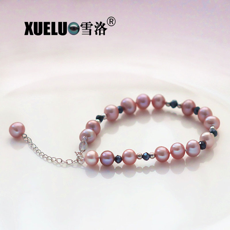 Fashionable Natural Real Round Chinese Cultured Freshwater Pearl Bracelet (XL150098)