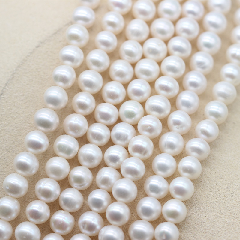 7-8mm Round Real Natural Cultured Freshwater Pearl Strings Wholesale (XL180113) 