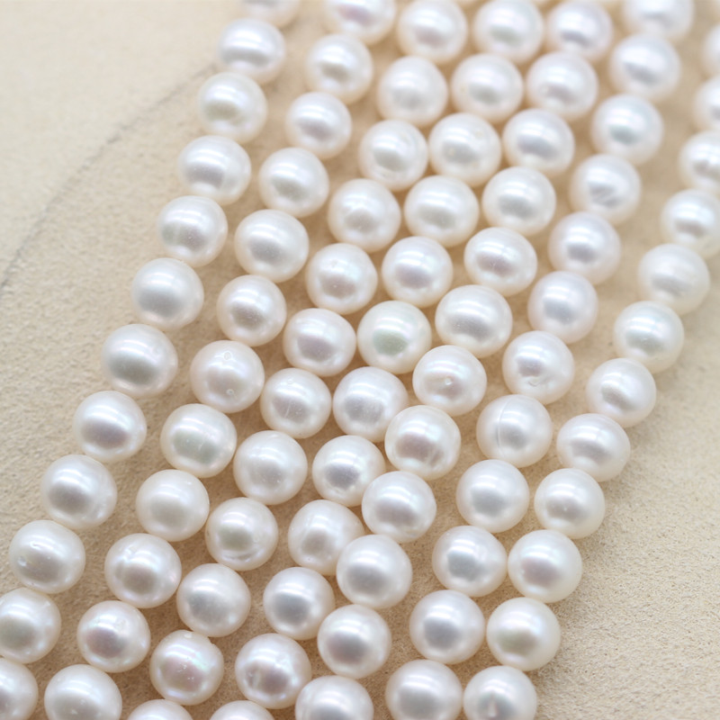 7-8mm Round Real Natural Cultured Freshwater Pearl Strings Wholesale (XL180113) 