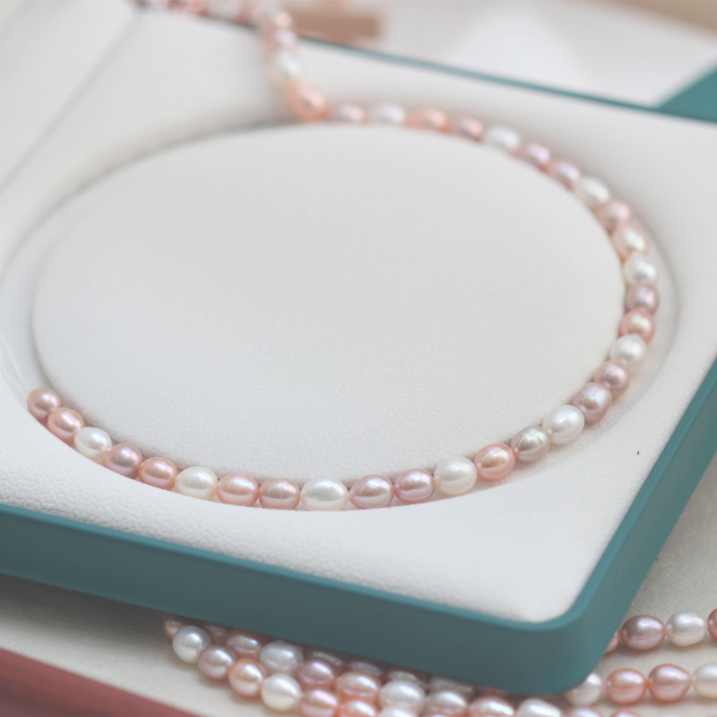  8mm Cheap Multicolor Oval Natural Cultured Freshwater Pearl Strings Wholesale (XL180110) 