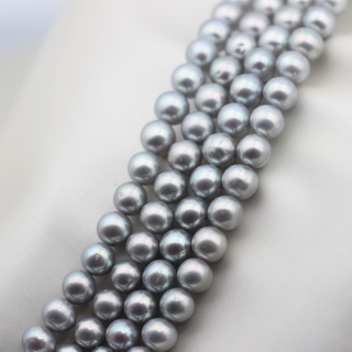 8-9mm Grey Round Cultured Genuine Freshwater Pearl Strings (XL180117) 