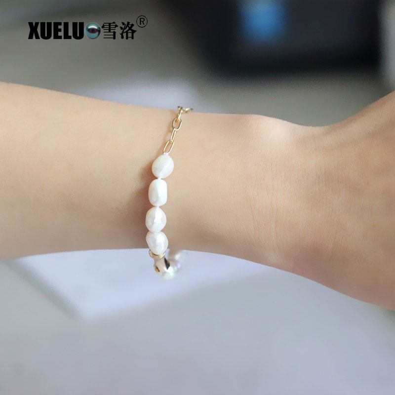 Fashionable Genuine Natural Cultured Freshwater Baroque Pearl Bracelet Jewelry Wholesale (XL150151)