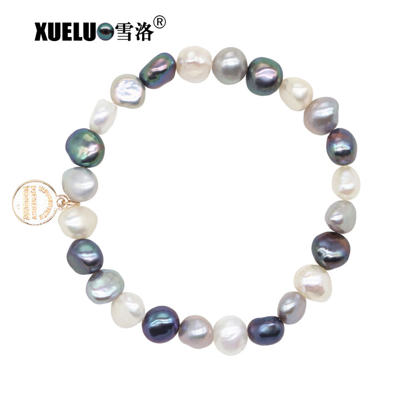 Fashion Sweat Charms Baroque Natural Genuine Cultured Freshwater Pearl Bracelet (XL150147)