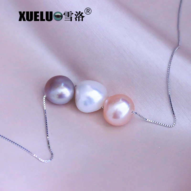 Fashion Silver Jewelry Natural Baroque Cultured Freshwater Pearl Necklace (XL120066)