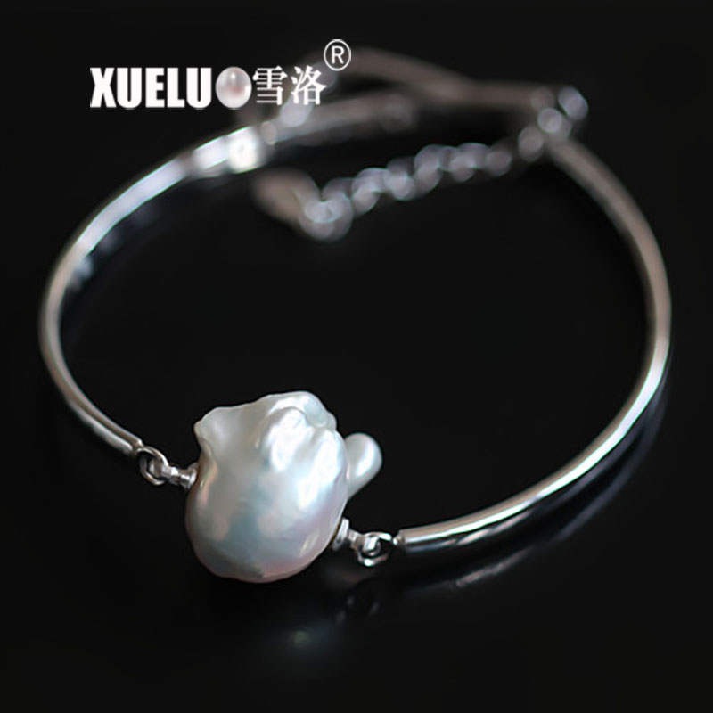 925 Sterling Silver with Freshwater Baroque Pearl Bracelet(XL150045)