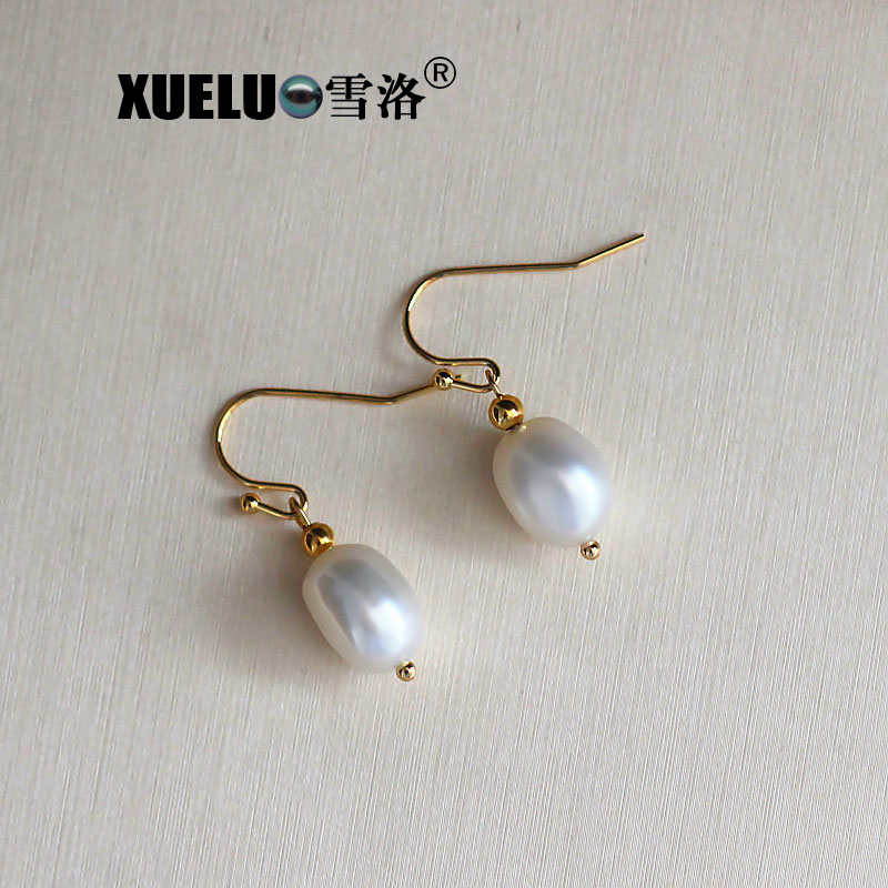 925 Sterling Silver White Baroque Freshwater Drop Pearl Earrings (XL140146)