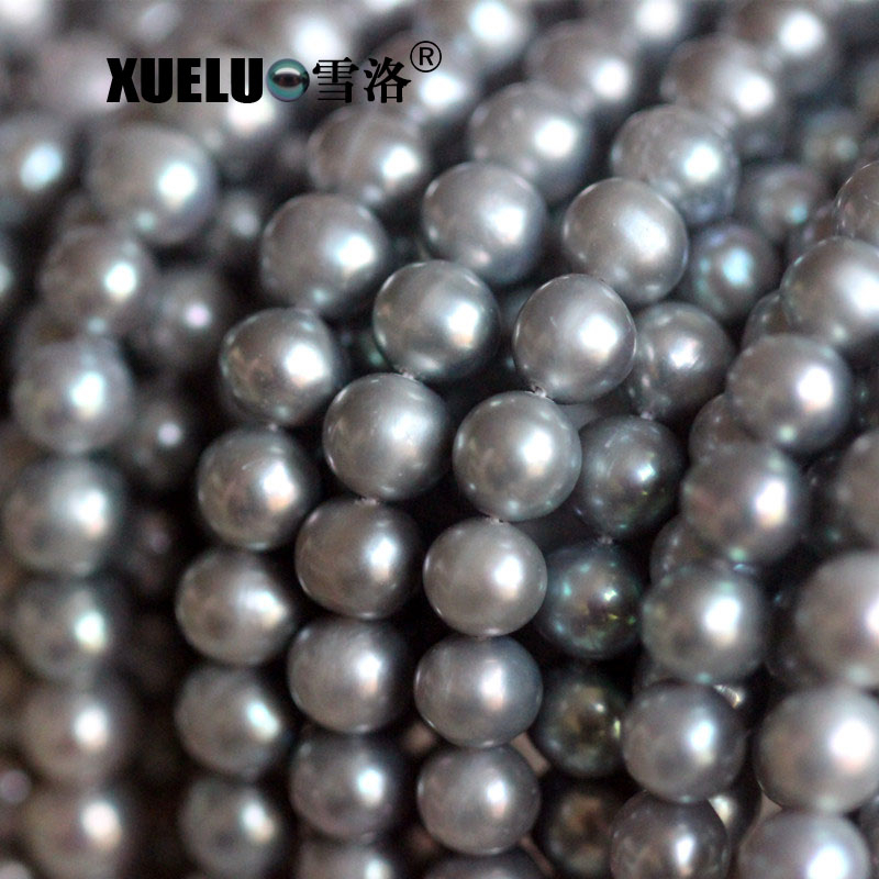7-8mm AA Grey Round Natural Freshwater Pearls Wholesale Supplier, Zhuji Pearls (XL180087) 