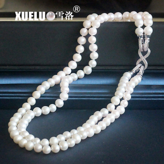 Fashion Double Strands Real Natural Freshwater Pearl Necklace (XL120054) 