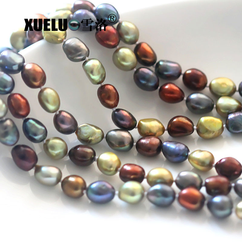 Fashion Multi Color Long Sweet Genuine Cultured Freshwater Pearl Necklace (XL120033) 