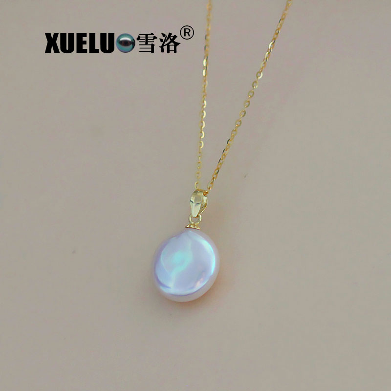Necklace Natural Cultured Fresh Water Coin Shape Pearl Jewelry (XL120045)