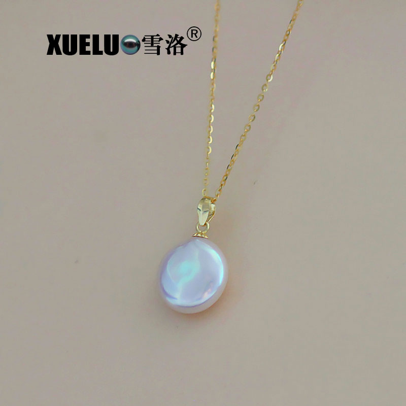 Necklace Natural Cultured Fresh Water Coin Shape Pearl Jewelry (XL120045)