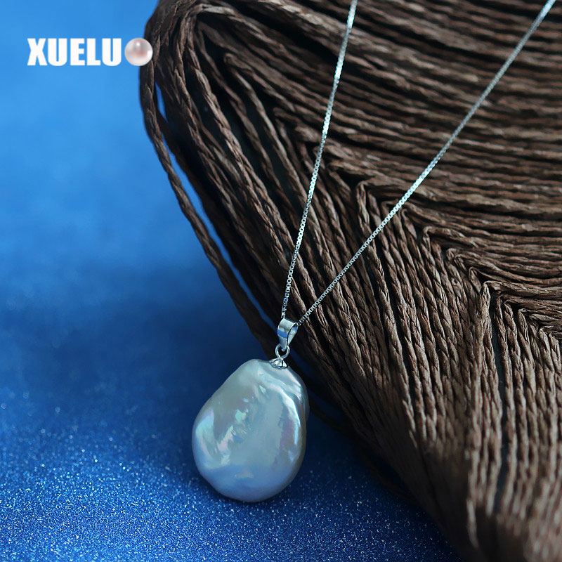 925 Sterling Silver Baroque White Freshwater Pearl Necklace（XL120012)