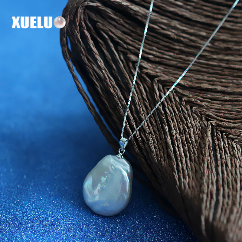 925 Sterling Silver Baroque White Freshwater Pearl Necklace（XL120012)
