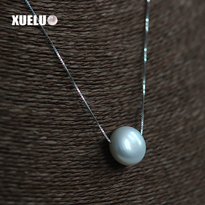 925 Sterling Silver Coin Shape Pearl Necklace（XL120011)