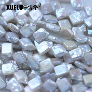 Natural Real Square Shape Nucleated Baroque Cultured Fresh Water Pearl Strings (XL190013)