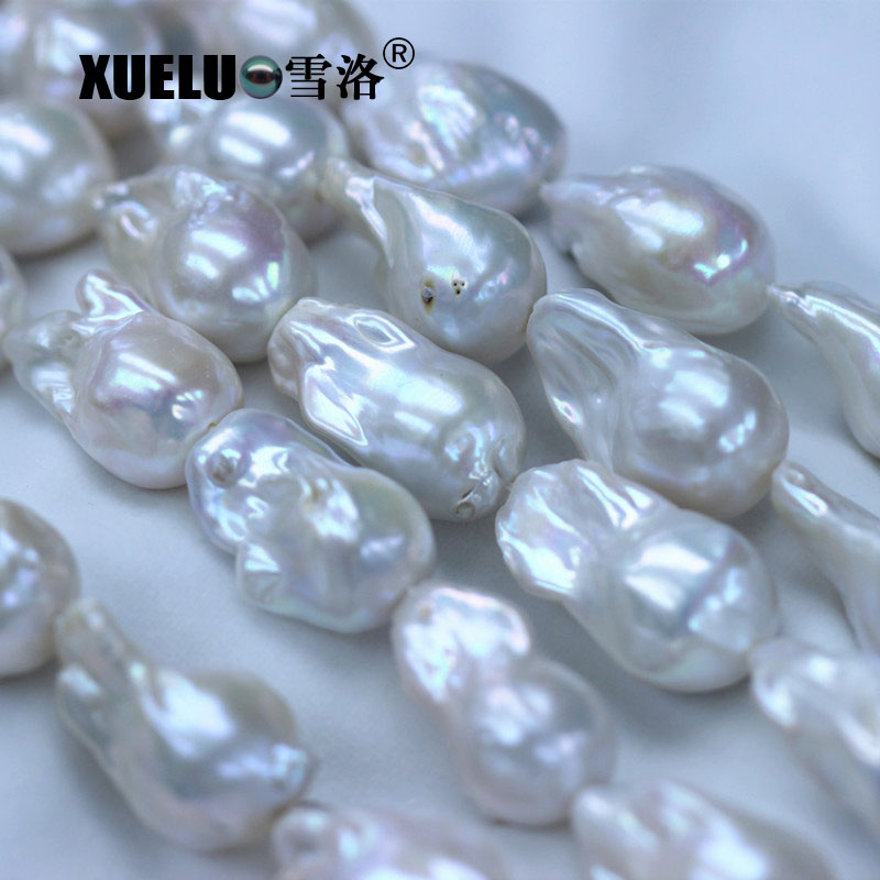 Supper Large Nucleated Baroque Fire Ball Natural Genuine Freshwater Pearl Strings (XL190012)