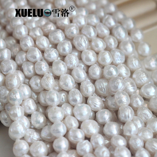 Round Baroque Natural Genuine Cultured Freshwater Pearl Strings Wholesale (XL190032)