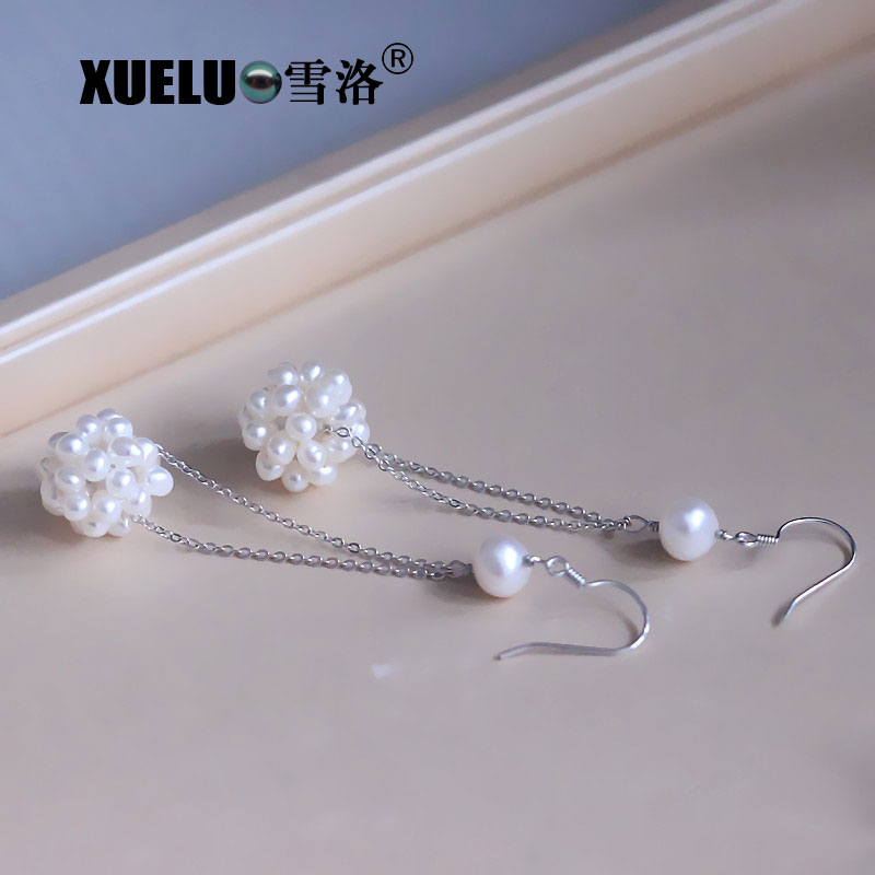 Fashion Genuine Chinese Cultured Freshwater Drop Pearl Earrings (XL140173)