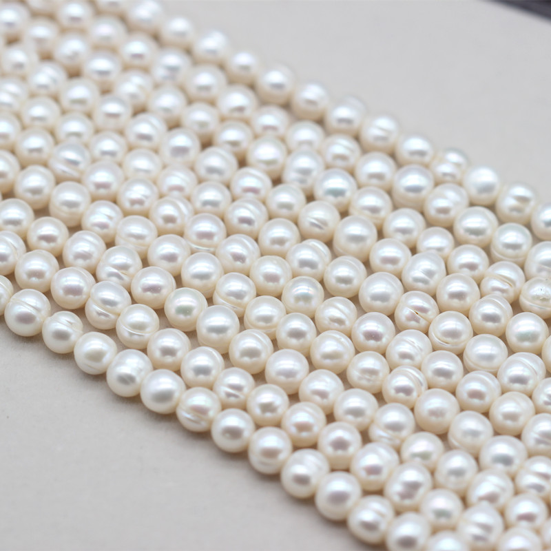 8-9mm Cheap Ringed Cultured Natural Freshwater Pearls Strings (XL180021)
