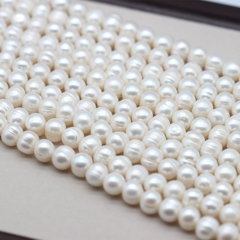 10-11mm Cheap Round Ringed Natural Cultured Freshwater Pearl Strings (XL180023)