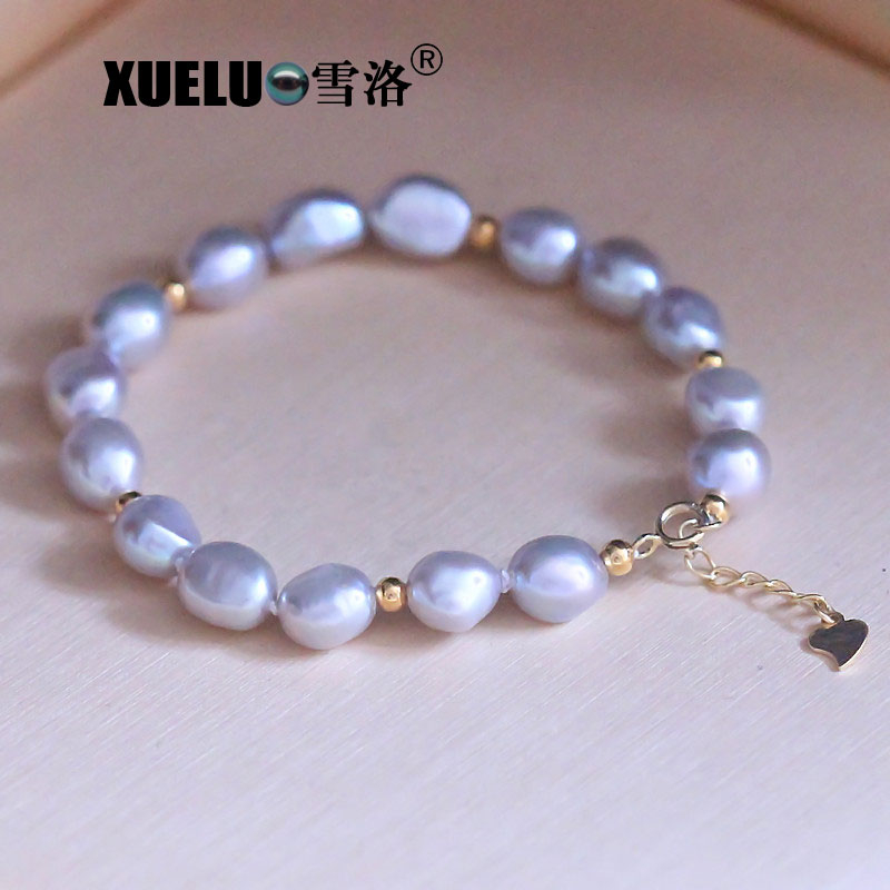Fashion Jewelry Grey Natural Cultured Baroque Freshwater Pearl Bracelet for Lady(XL150124)