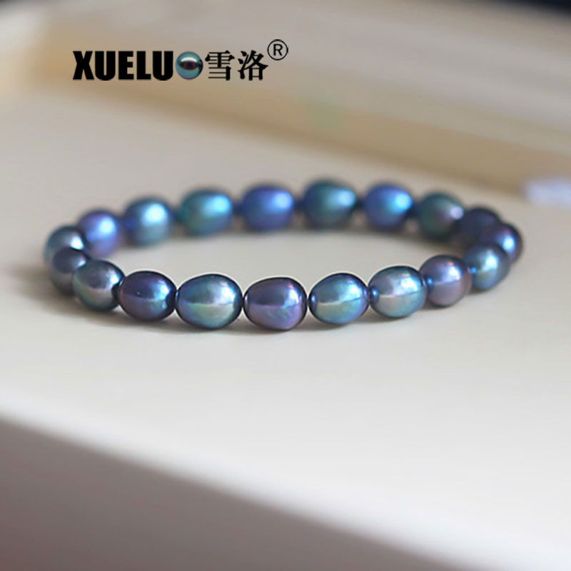 Fashion Jewelry Stretch Oval High Quality Cultured Fresh Water Pearl Bracelet (XL150116)