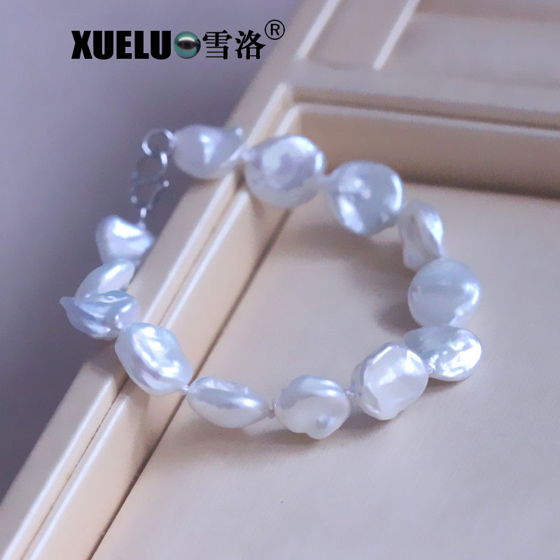 Gorgeous Genuine Keshi Flower Shape Baroque Cultured Pearl Bracelet Jewelry(XL150129)