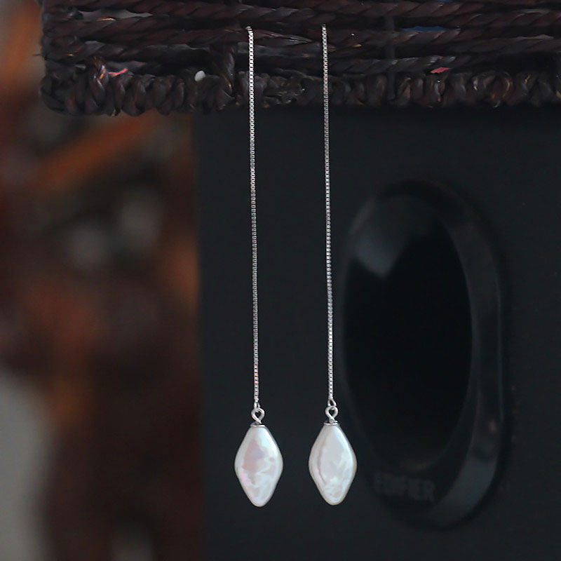 925 Sterling Silver Fashion Baroque Freshwater Drop Pearl Earrings (XL140130)