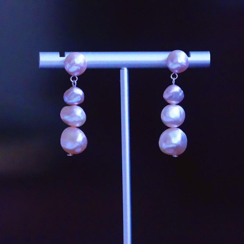 Fashion Baroque Freshwater Nugget Pearl Stud Earrings (XL140156)