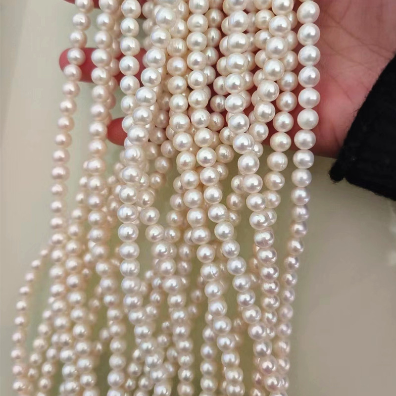  5-6mm Aaaa High Quality Round Cultured Freshwater Pearl Strings Wholesale (XL180111) 