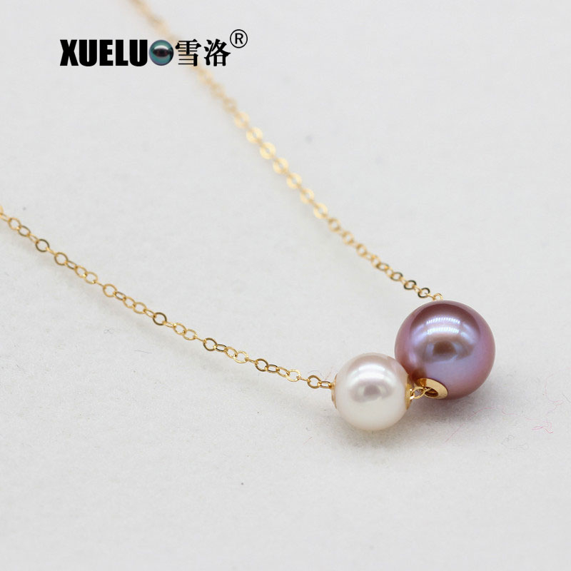 Sterling Silver Jewelry Gorgeous Natural Round Cultured Freshwater Pearl Necklace (XL120071)