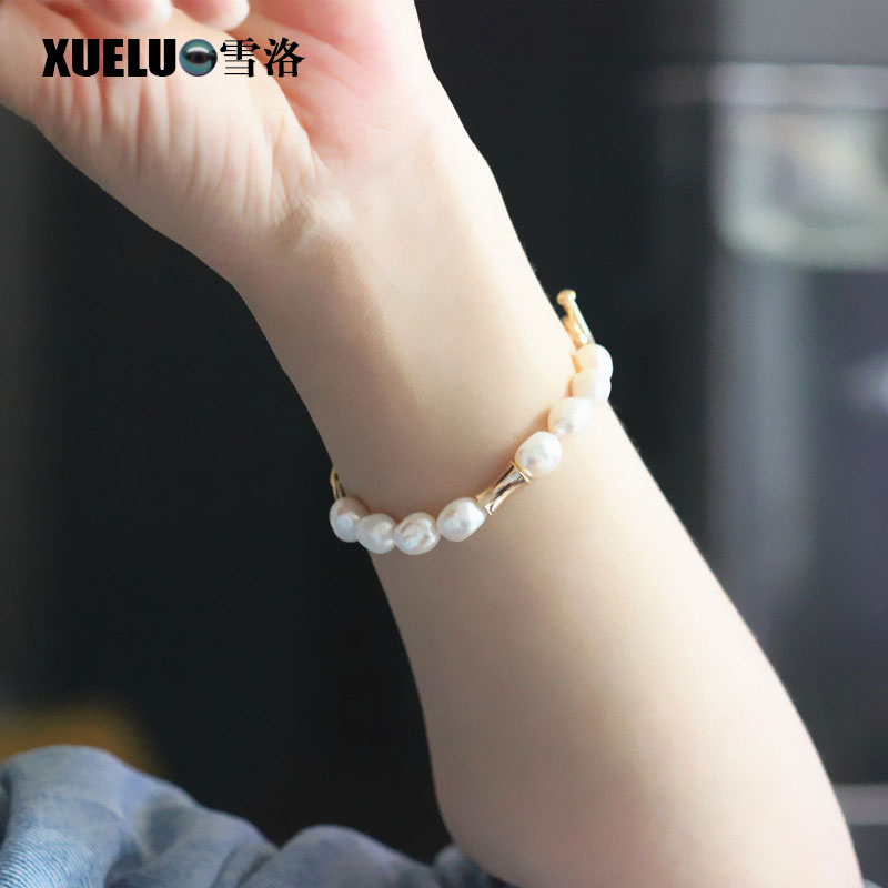 Fashionable Genuine Natural Cultured Freshwater Baroque Pearl Bracelet Jewelry Wholesale (XL150151)