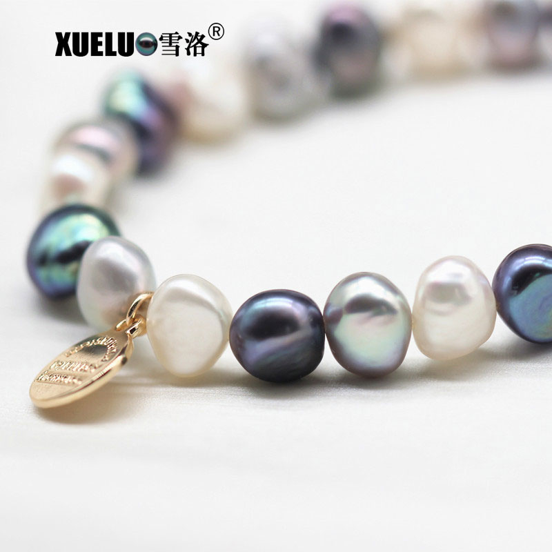 Fashion Sweat Charms Baroque Natural Genuine Cultured Freshwater Pearl Bracelet (XL150147)