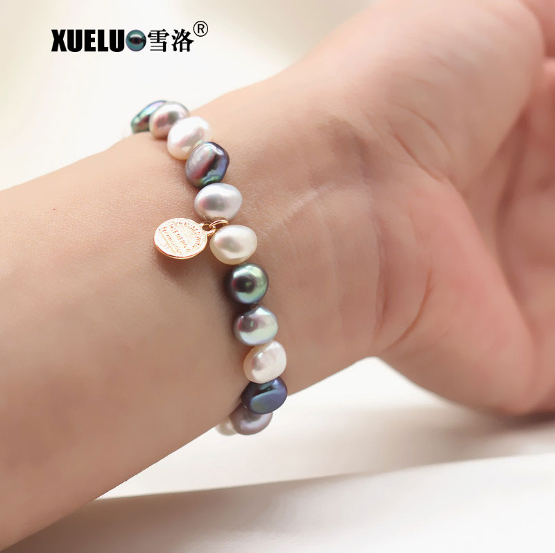 Fashion Sweat Charms Baroque Natural Genuine Cultured Freshwater Pearl Bracelet (XL150147)