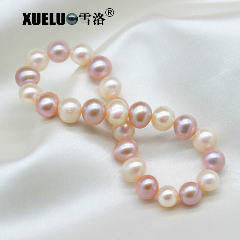 Stretch Round Natural Real Genuine Cultured Freshwater Pearl Bracelet(XL150139)
