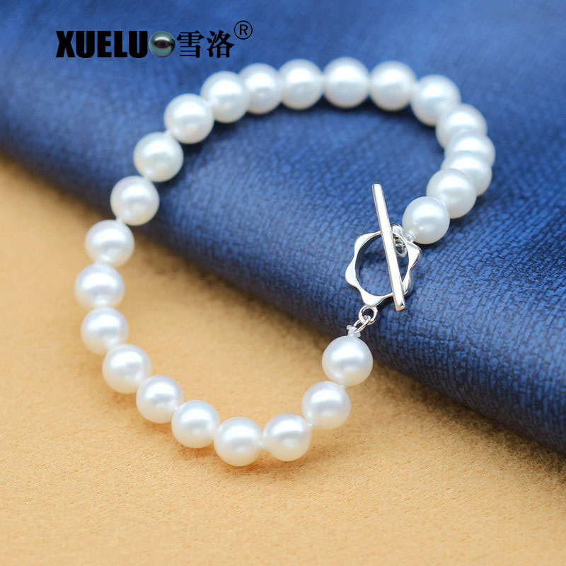 Fashion Perfect Round Natural Genuine Cultured Freshwater Pearl Jewelry Bracelet(XL150145)