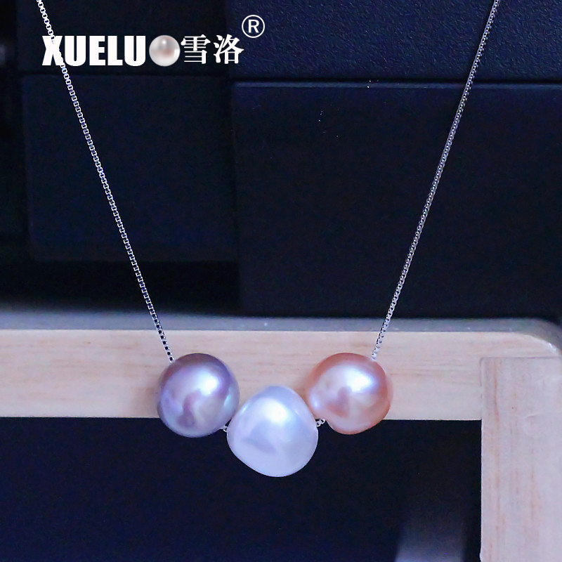Fashion Silver Jewelry Natural Baroque Cultured Freshwater Pearl Necklace (XL120066)