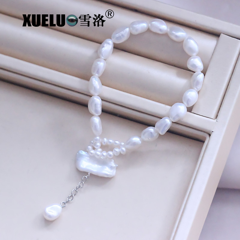 Fashion Gorgeous Baroque Natural Real Cultured Freshwater Pearl Bracelet Jewelry(XL150133)