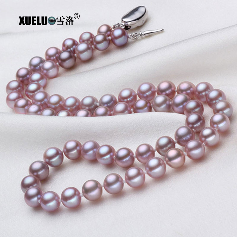 7-8mm Lavender Color Classic Freshwater Pearl Necklace（XL120089）
