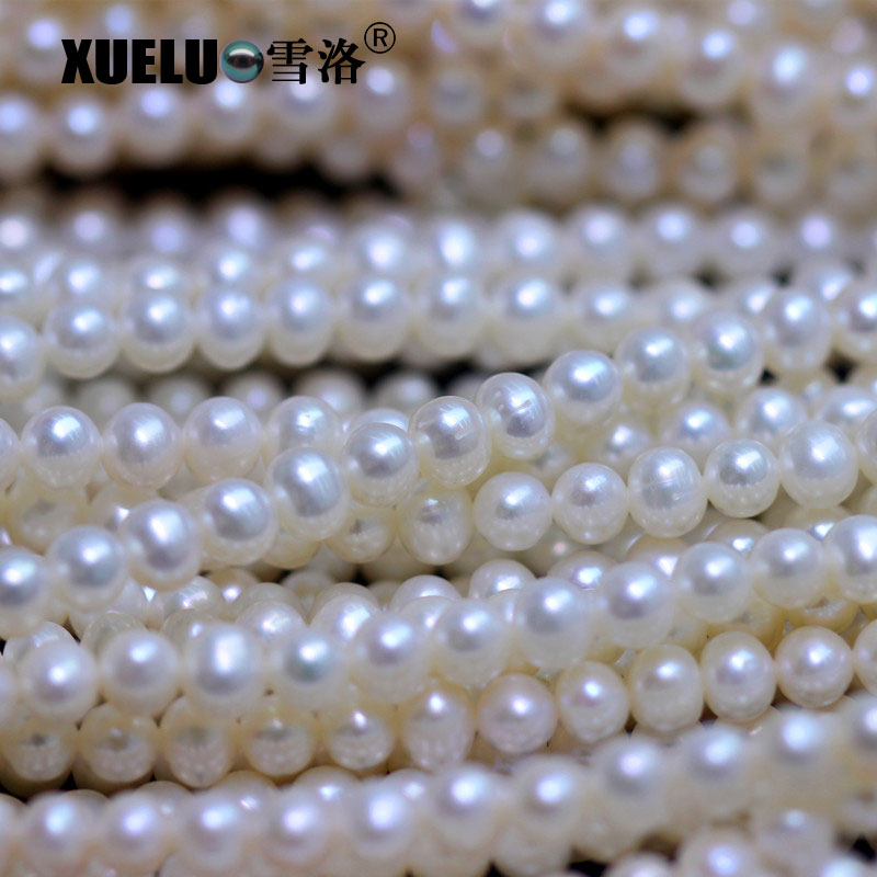 5-6mm AA Grade Medium Quality Round Natural Cultured Freshwater Pearl Strings for Making Necklace (XL180090) 