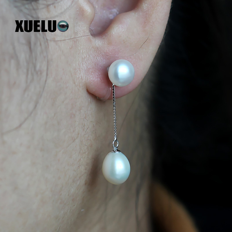 Double Natural Cultured Freshwater Pearl Clip Earrings for no ear hole (XL140003)